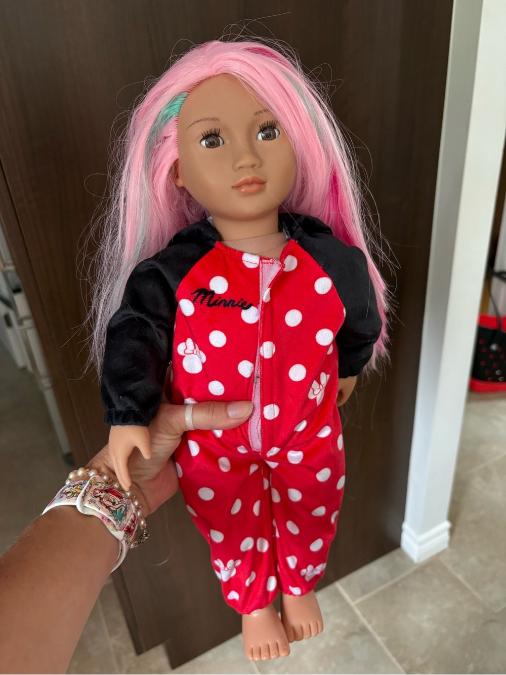 Our generation doll with Disney Minnie Mouse One-Piece Pajamas
